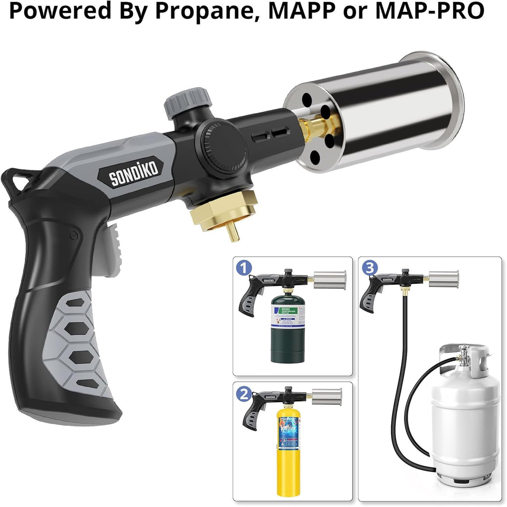 Powerful Grill & Cooking Propane Torch with Adjustable Flame for Searing, BBQ, and Outdoor Use