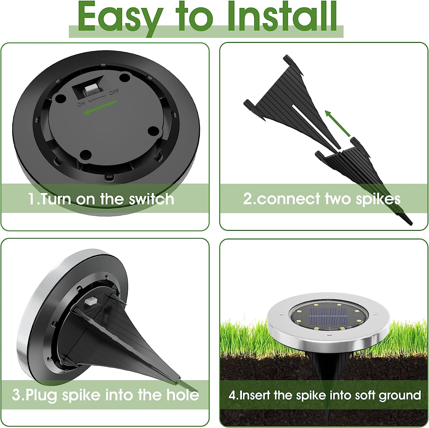4 Pack Solar Outdoor Lights Waterproof, Garden Landscape Lighting for Lawn Yard Deck Driveway