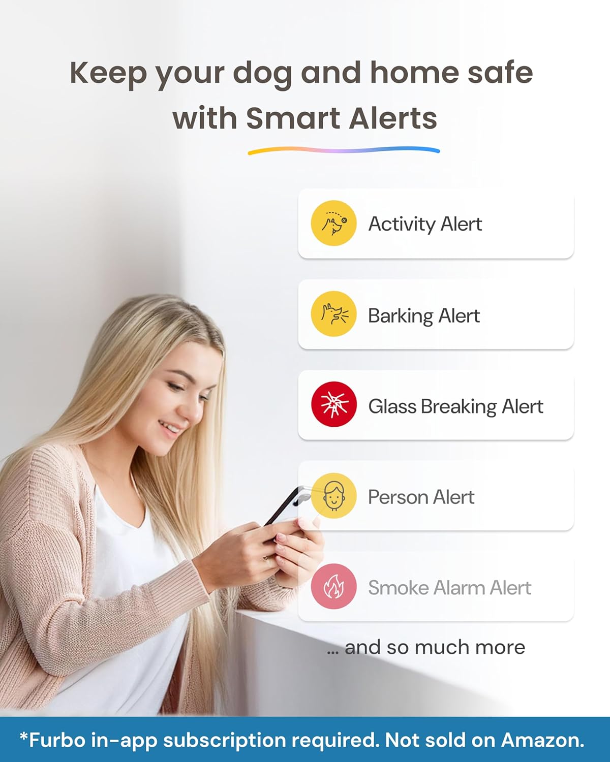360° Dog Camera with Treat Dispenser - Home Security & Pet Monitoring with Subscription