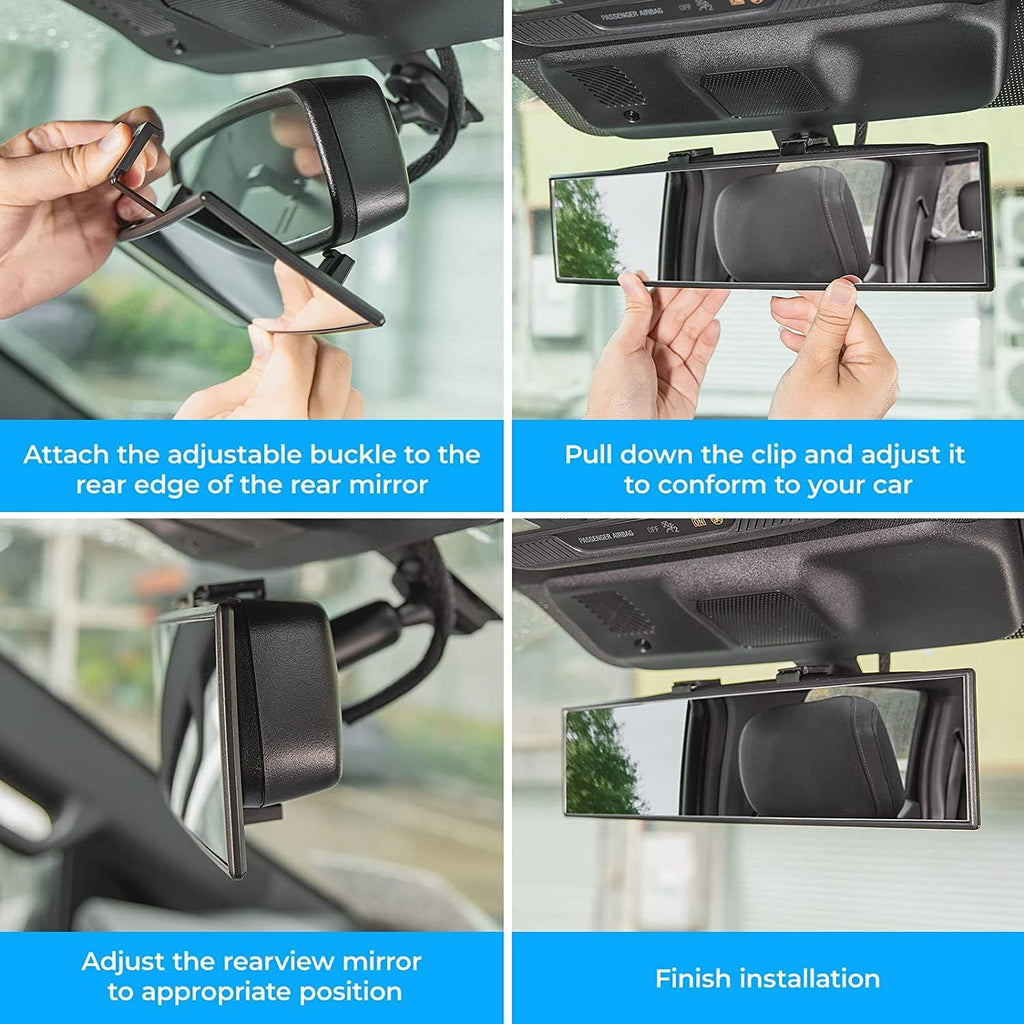 11.81 Inch Panoramic Convex Interior Clip-on Wide Angle Mirror for Car SUV Trucks