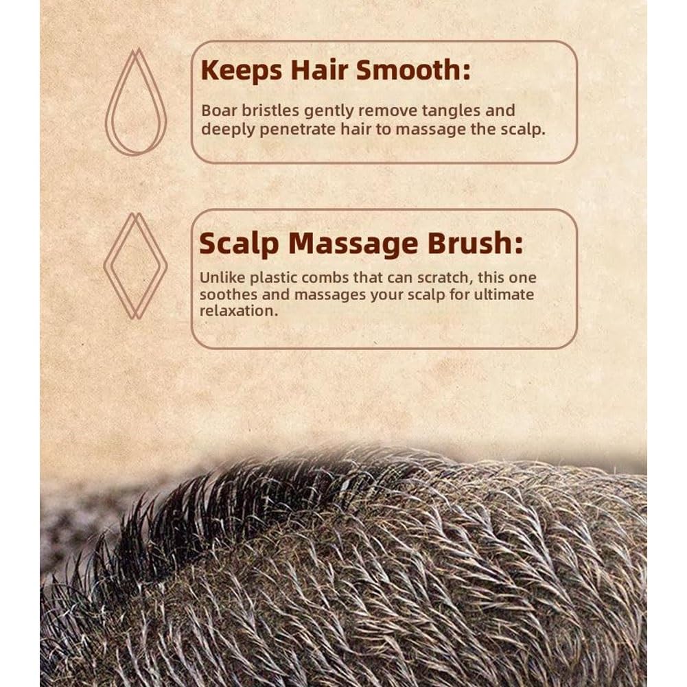 Dual-Layer Boar Bristle Brush with Microsphere Tips - Anti-Static for All Hair Types