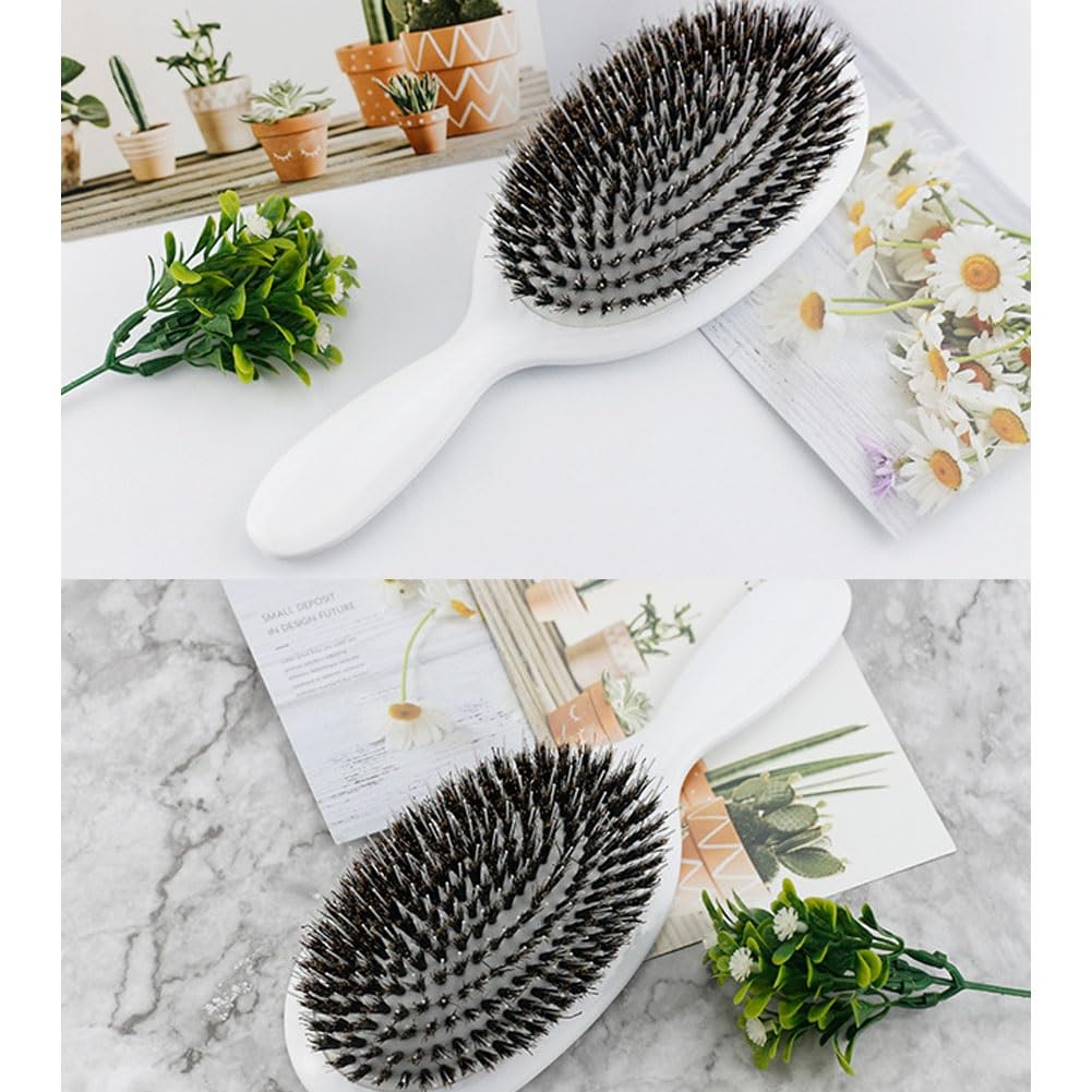 Dual-Layer Boar Bristle Brush with Microsphere Tips - Anti-Static for All Hair Types