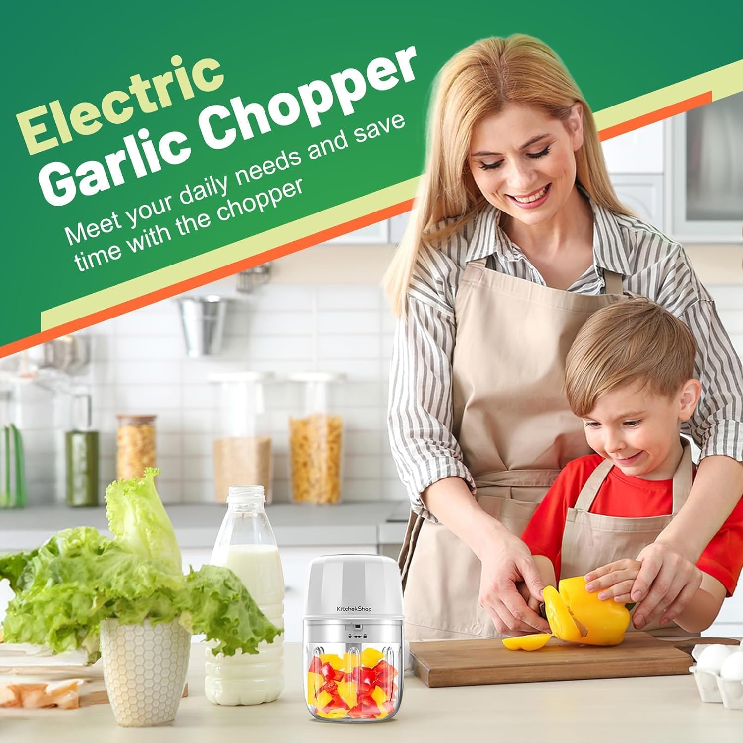 300ML Cordless Electric Garlic Chopper, Portable Mini Food Processor with USB Charging