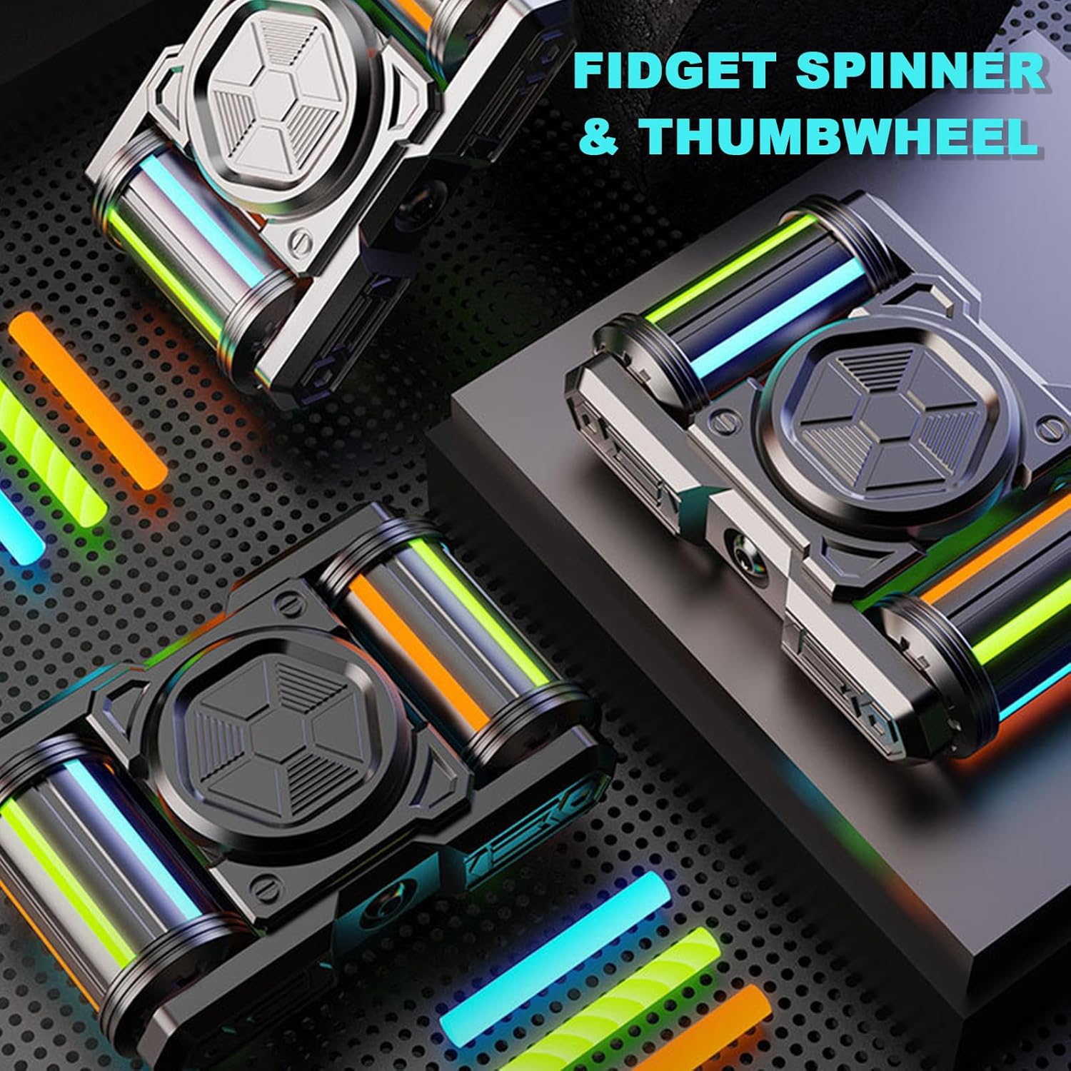 Glow in The Dark Metal Tank Fidget Spinner, EDC Desk Toy for Focus & Stress Relief