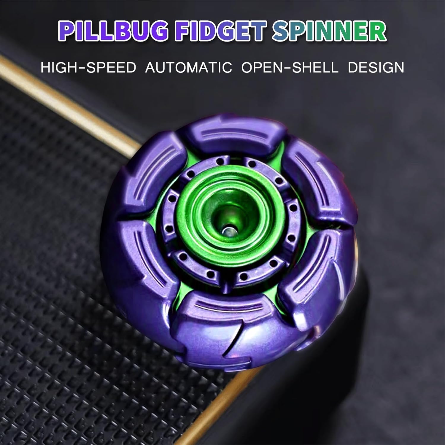 Pillbug Fidget Spinner with Open Armor Design, Metal EDC Stress Relief Toy for Adults