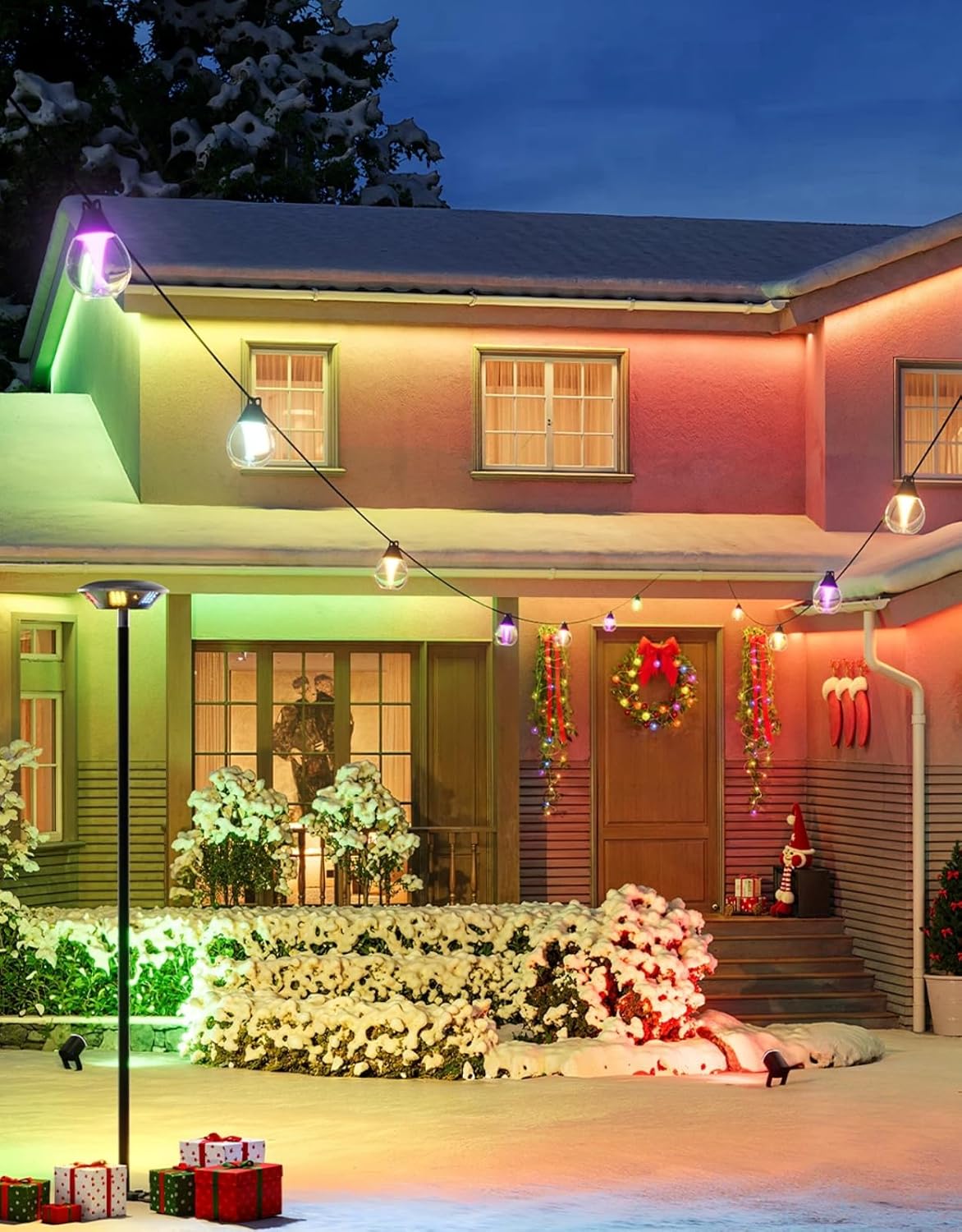 96ft Outdoor RGBWIC String Lights with 30 Dimmable LED Bulbs, 111 Scene Modes, IP67 Waterproof