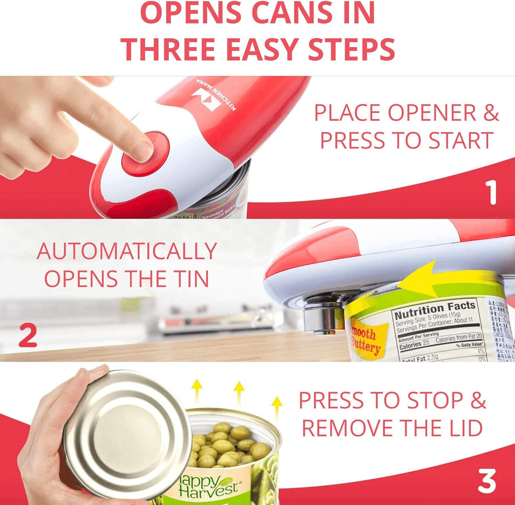 Automatic Electric Can Opener: One-Touch Operation, Smooth Edge, Battery Powered