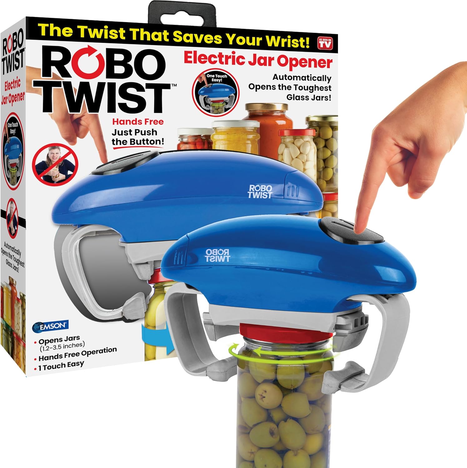 Automatic Jar Opener with Improved Torque - Electric Hands-Free Kitchen Gadget for All Jar Sizes