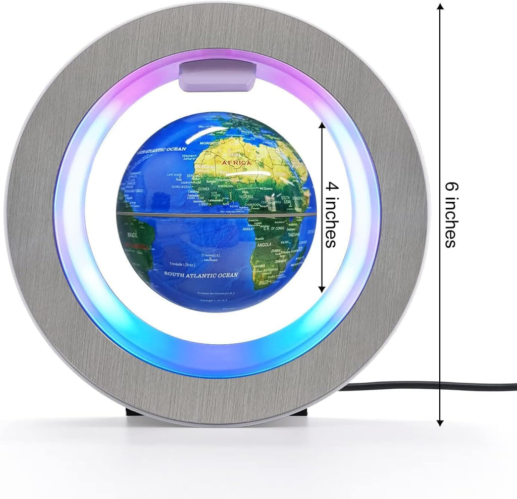 Magnetic Levitation Floating Globe with LED Lights - 4 Inch Educational Desk Decor