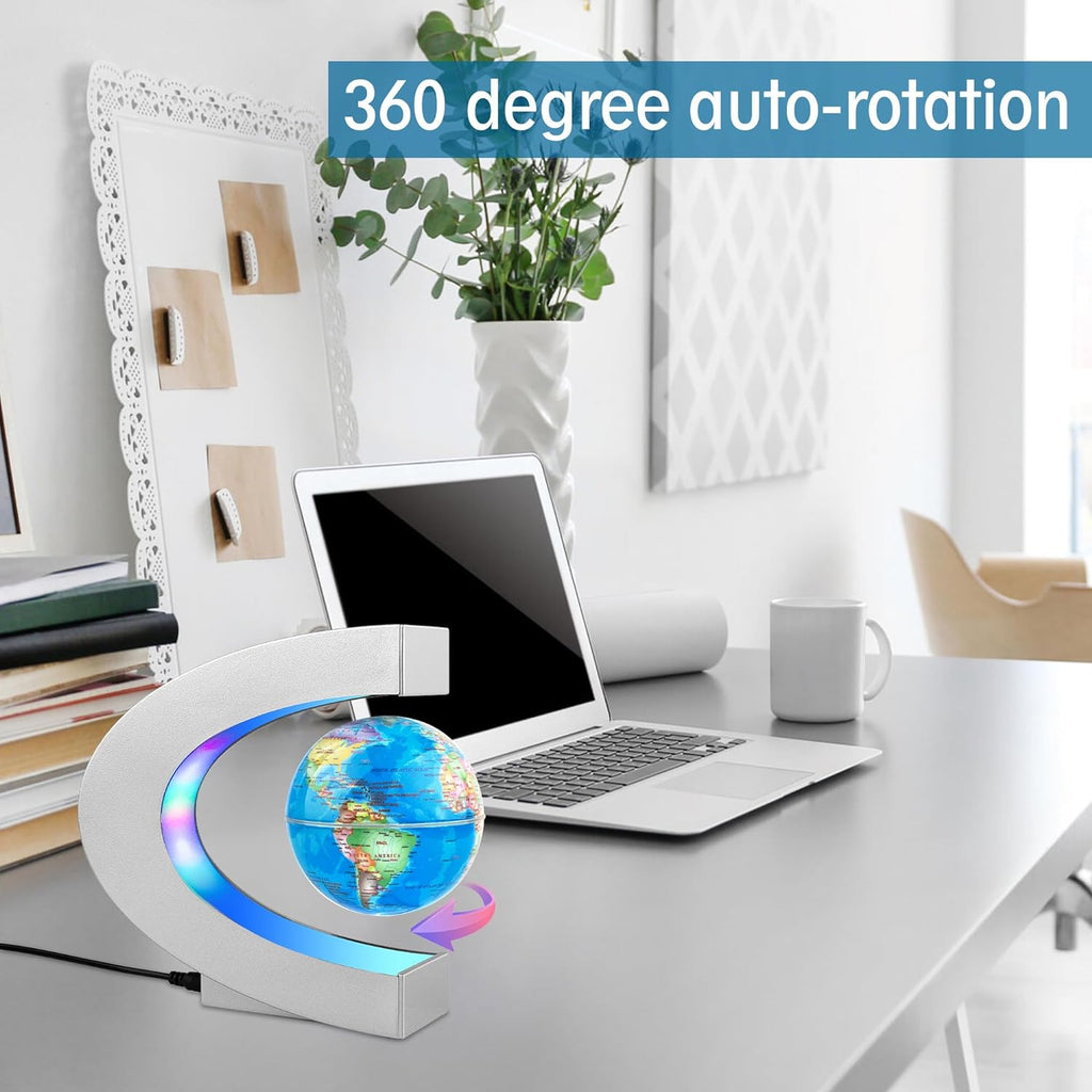 Magnetic Levitating Globe with LED Lights - 7 Color Floating World Desk Decor
