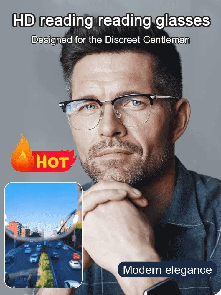 Ultra Light Anti Blue Presbyopic Glasses with Titanium Frame and Spring Hinge