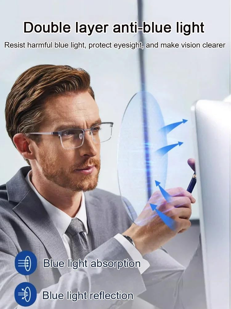 Ultra Light Anti Blue Presbyopic Glasses with Titanium Frame and Spring Hinge