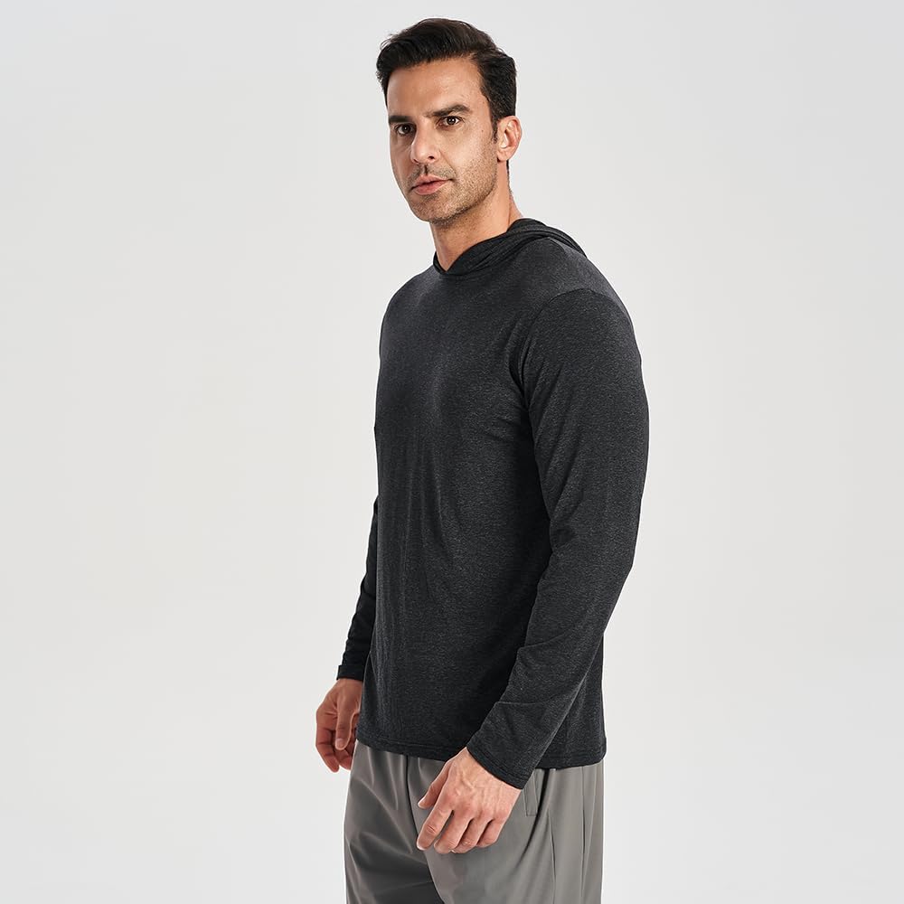2-Pack Men's Athletic Hooded Shirts - Dry Fit Long Sleeve for Gym & Outdoor Activities