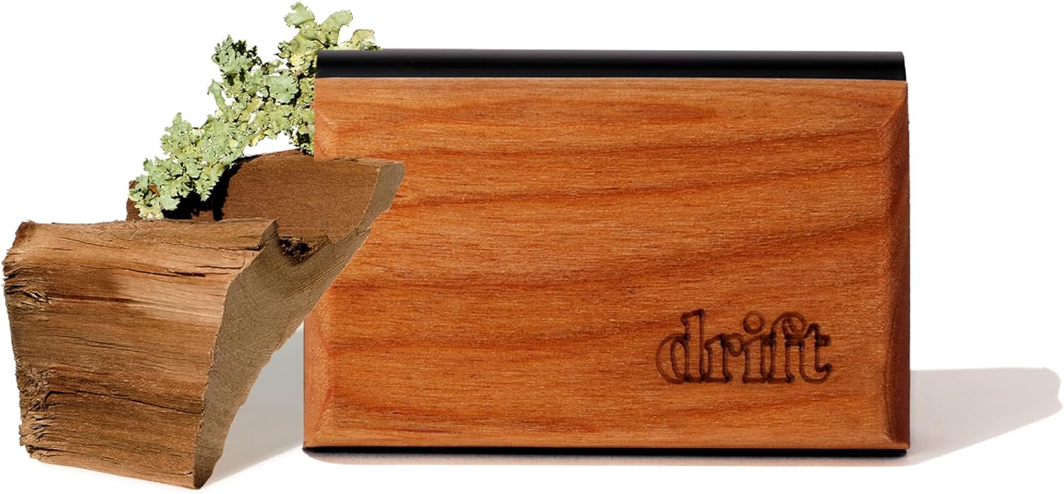 Magnetic Wood Car Air Freshener with Teak Scent - Natural Essential Oil Refillable Odor Eliminator