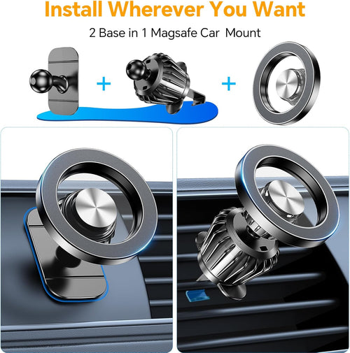 20 Magnet MagSafe Car Mount with 360° Rotation - Universal Phone Holder for Dashboard