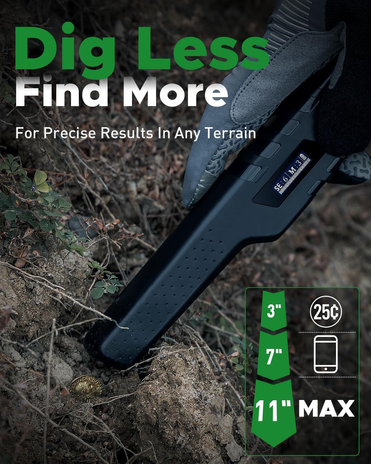 Waterproof Handheld Metal Detector Pinpointer with Superhet Technology & Adjustable Sensitivity