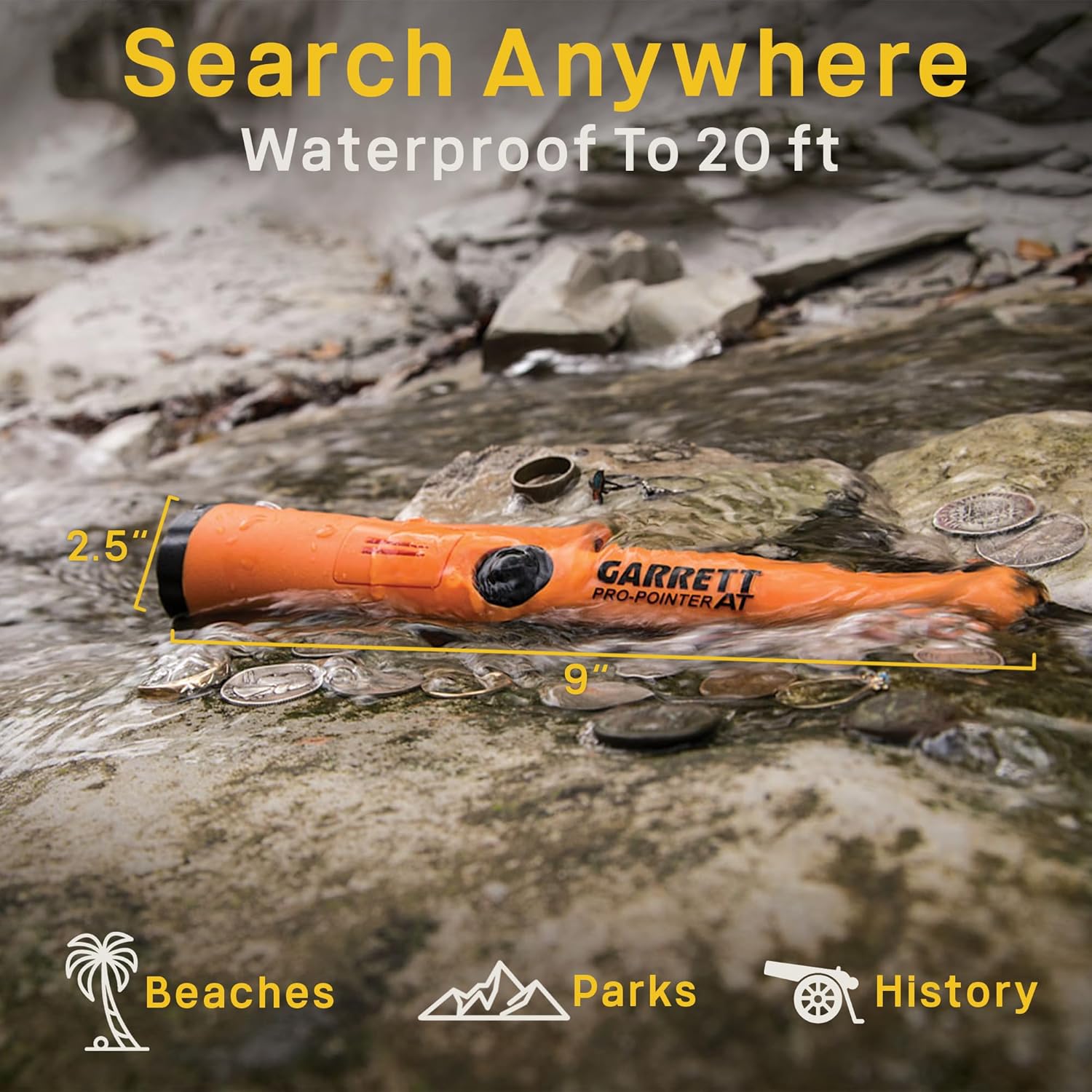 Waterproof Pinpointer Metal Detector for Adults, All-Terrain Use, Made in USA