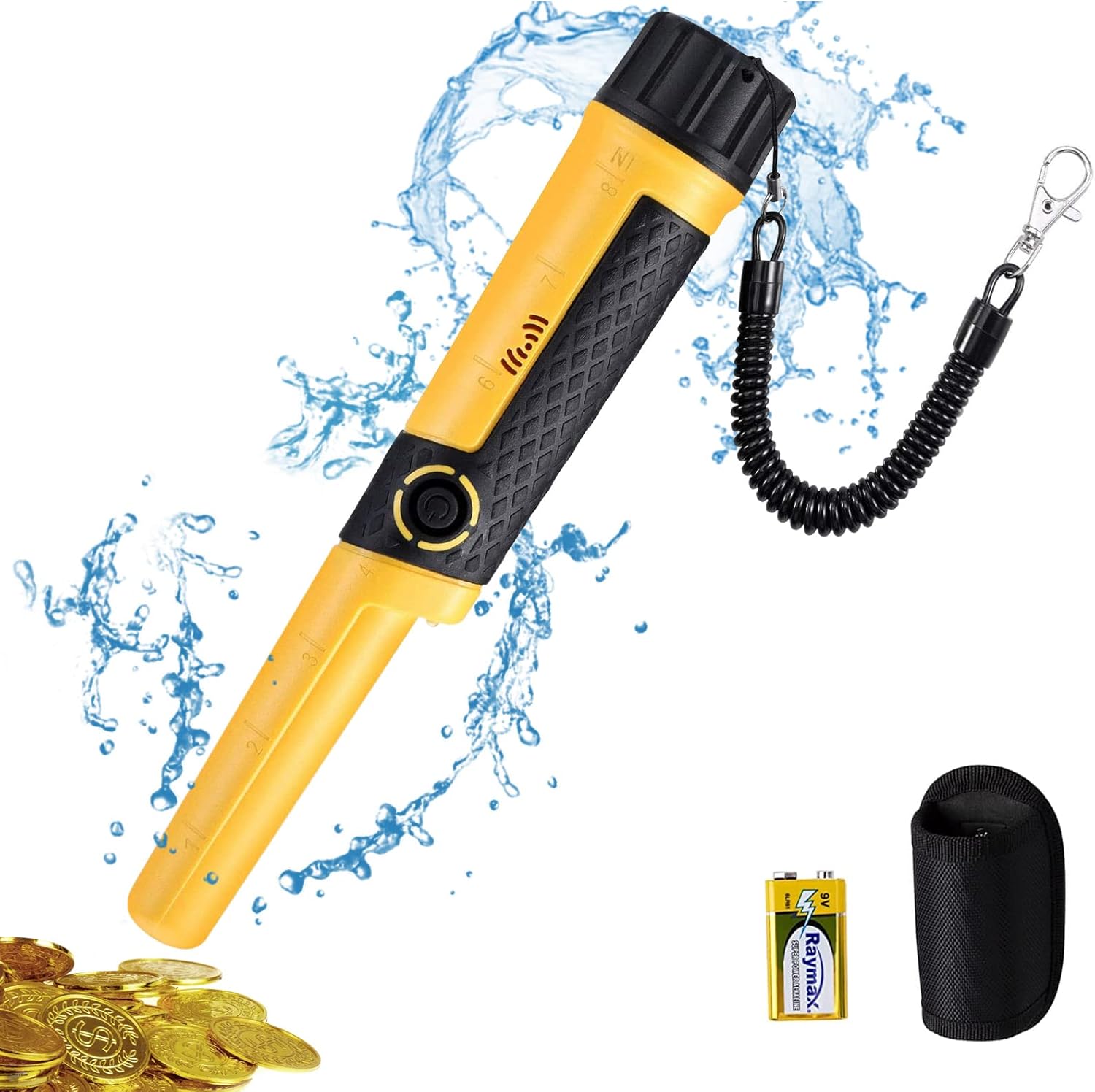 Waterproof Metal Detector Pinpointer: 5" Detection Depth, 360° Scanning, 3 Alert Modes for Adults & Kids