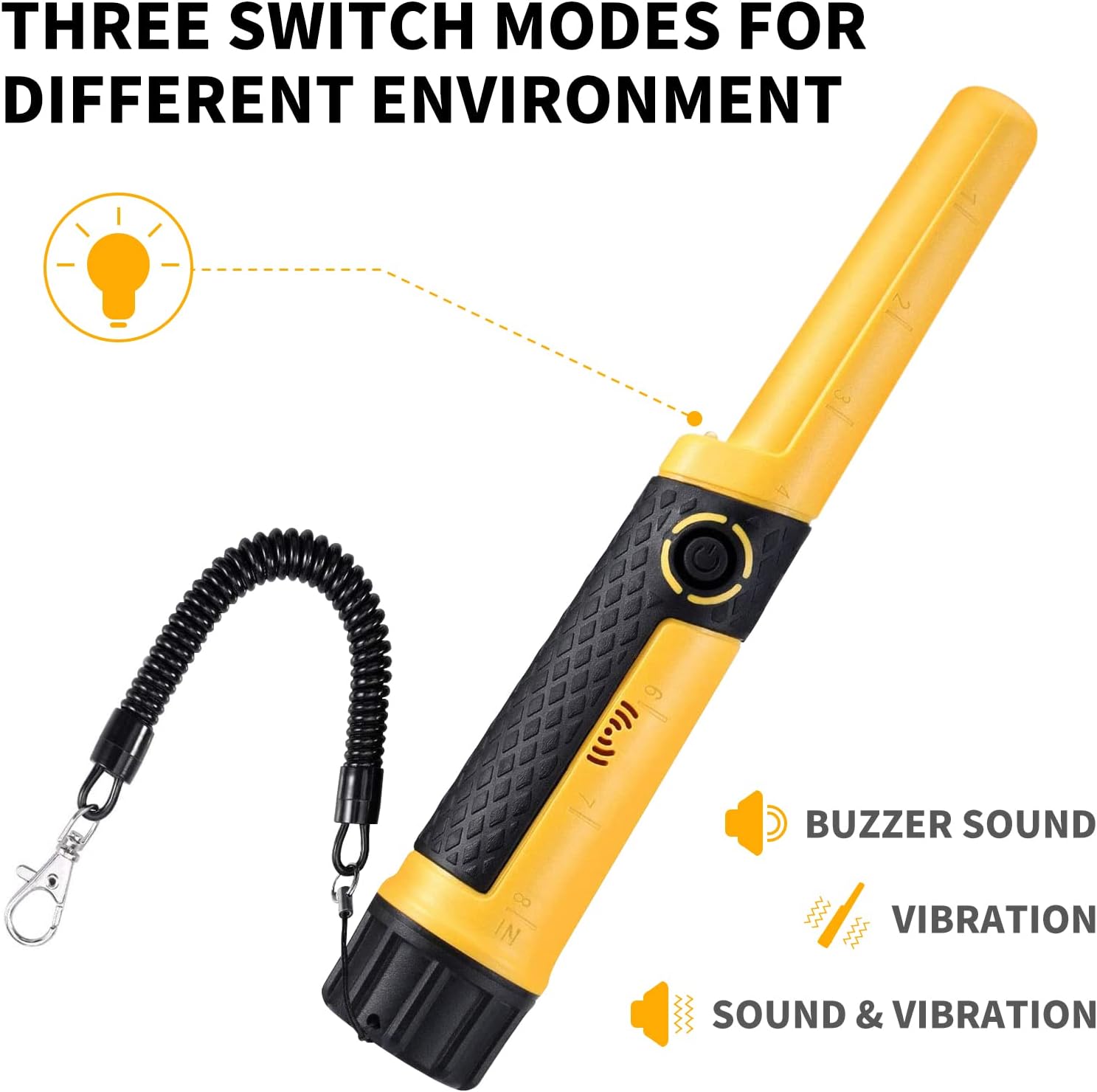 Waterproof Metal Detector Pinpointer: 5" Detection Depth, 360° Scanning, 3 Alert Modes for Adults & Kids