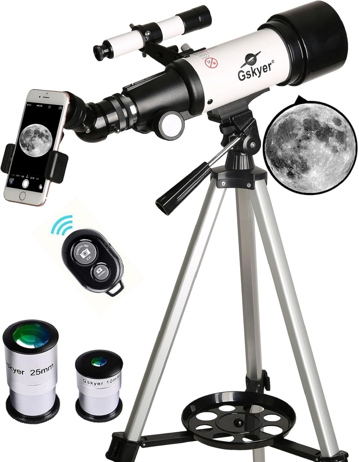 70mm Aperture 400mm Refracting Telescope for Beginners with Phone Adapter & Tripod
