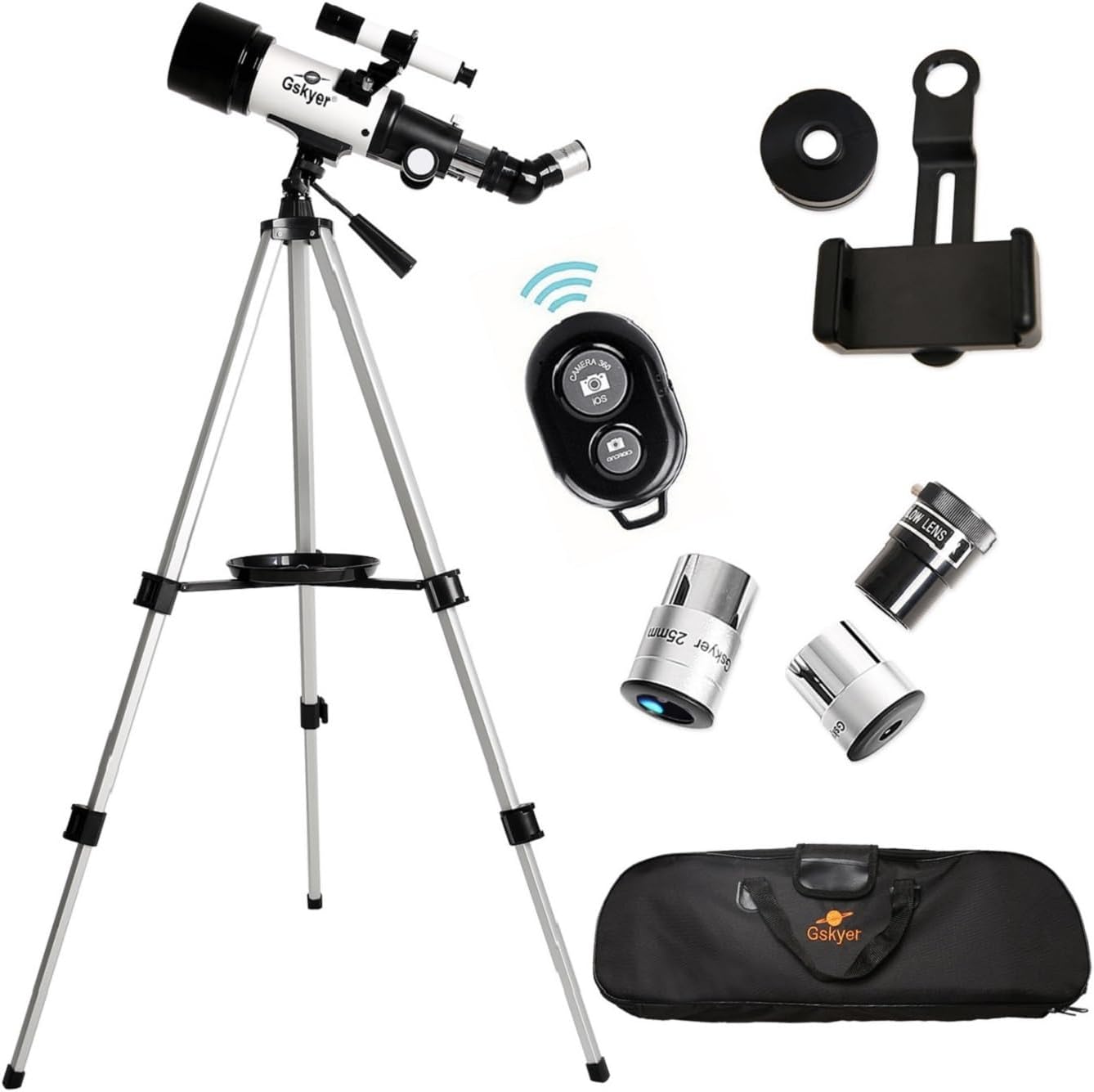 70mm Aperture 400mm Refracting Telescope for Beginners with Phone Adapter & Tripod