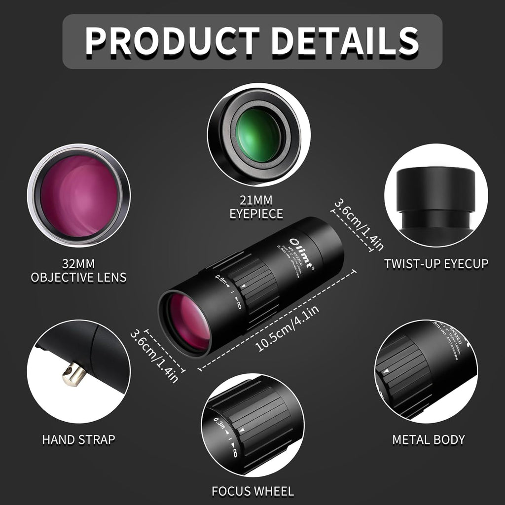 8x32 Mini Pocket Monocular with Superior Optics and Waterproof Design