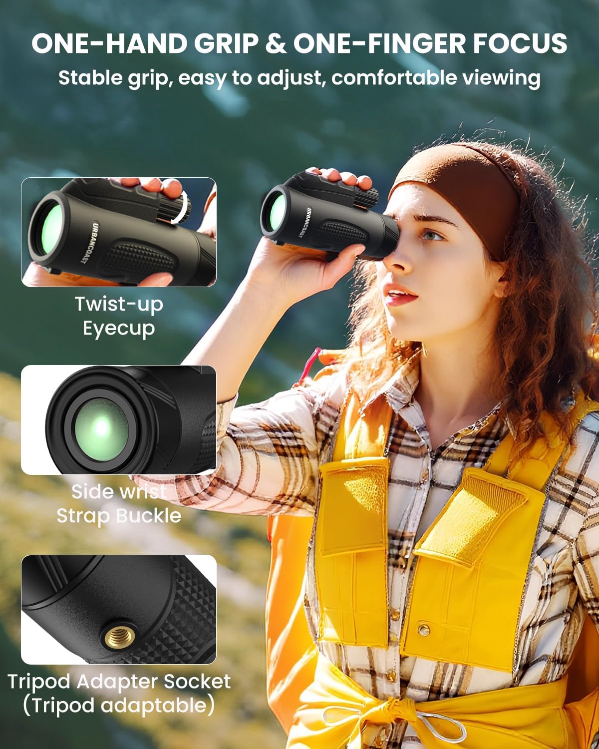 8x32 High Power Monocular Telescope - Waterproof, BAK4 Prism, FMC Lens for Outdoor Use