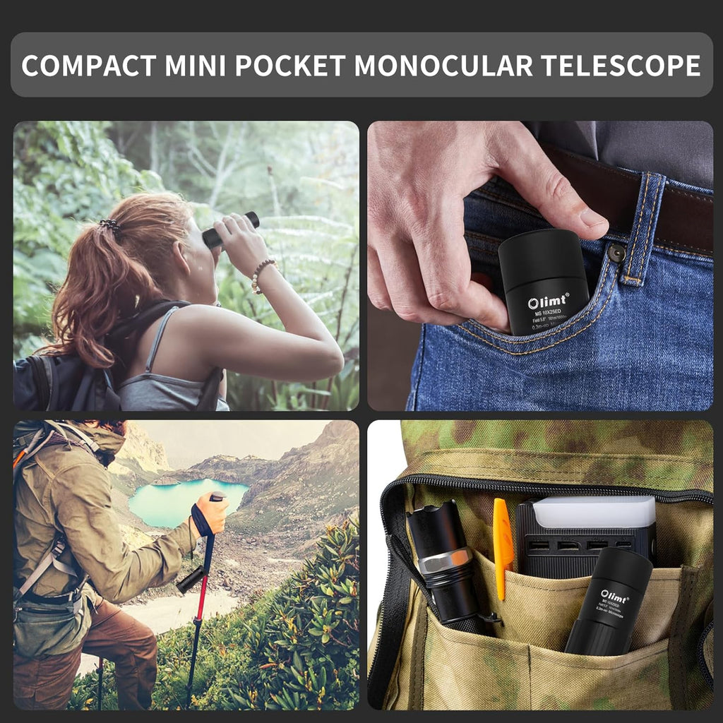10x25 Compact Monocular Telescope, Waterproof Fogproof for Bird Watching Hiking