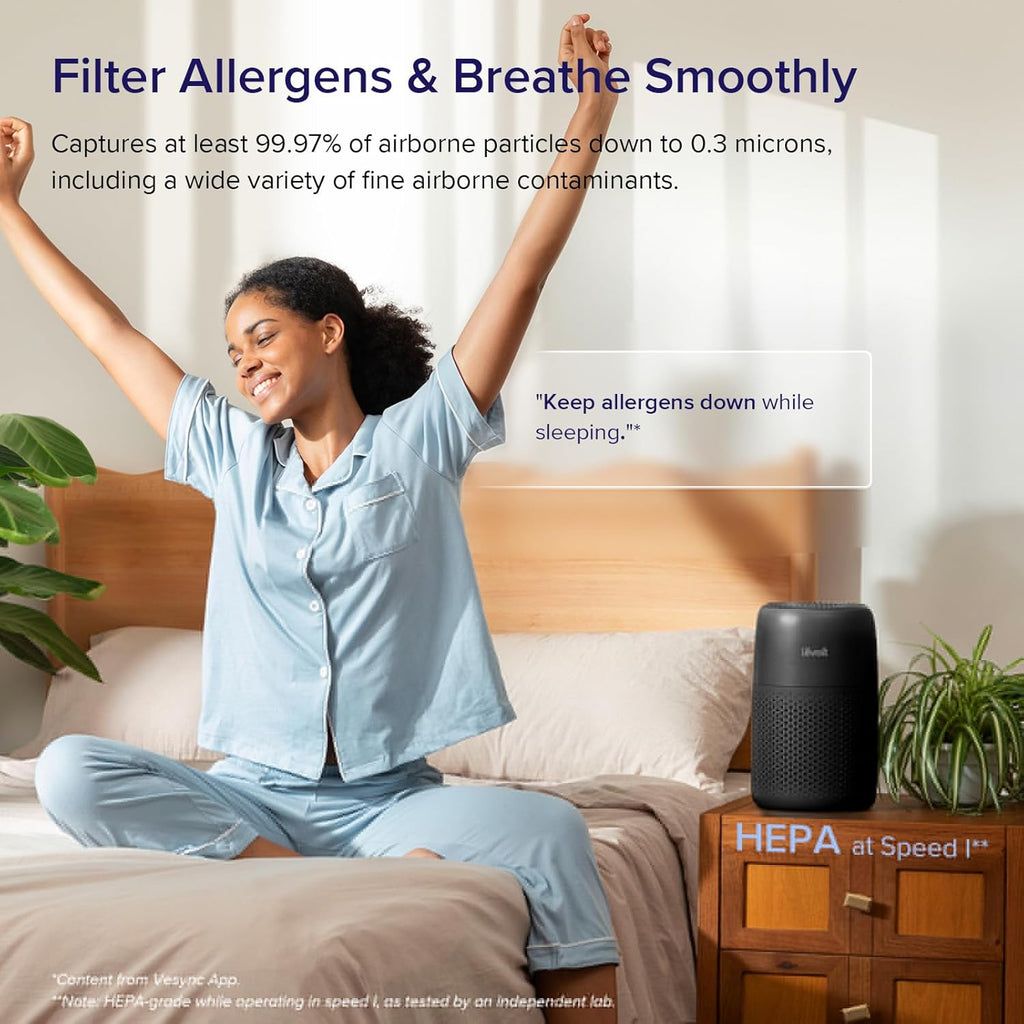 AHAM Verified Air Purifier for Bedroom, 3-in-1 Filter with Fragrance Sponge, Covers 255sq ft