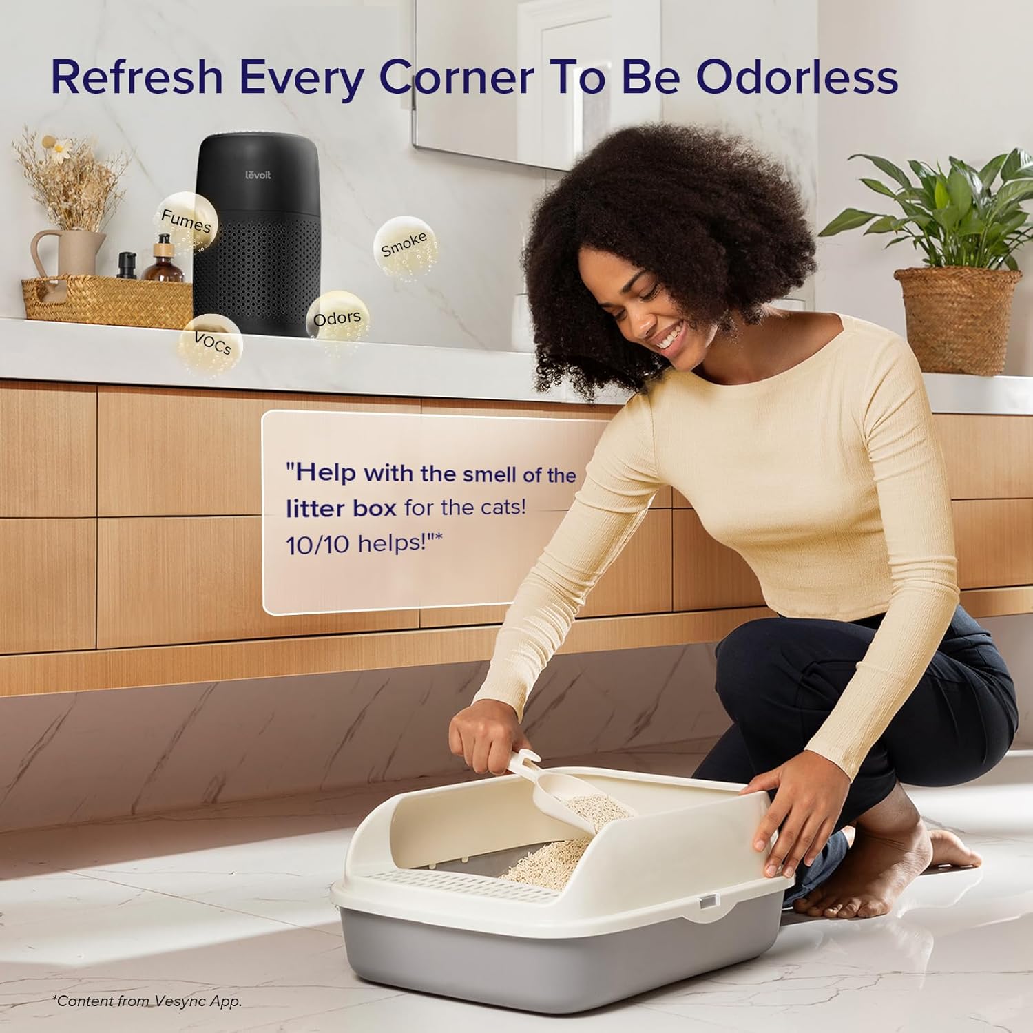AHAM Verified Air Purifier for Bedroom, 3-in-1 Filter with Fragrance Sponge, Covers 255sq ft