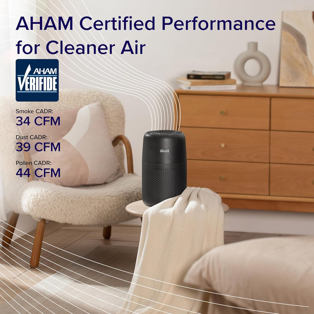 AHAM Verified Air Purifier for Bedroom, 3-in-1 Filter with Fragrance Sponge, Covers 255sq ft