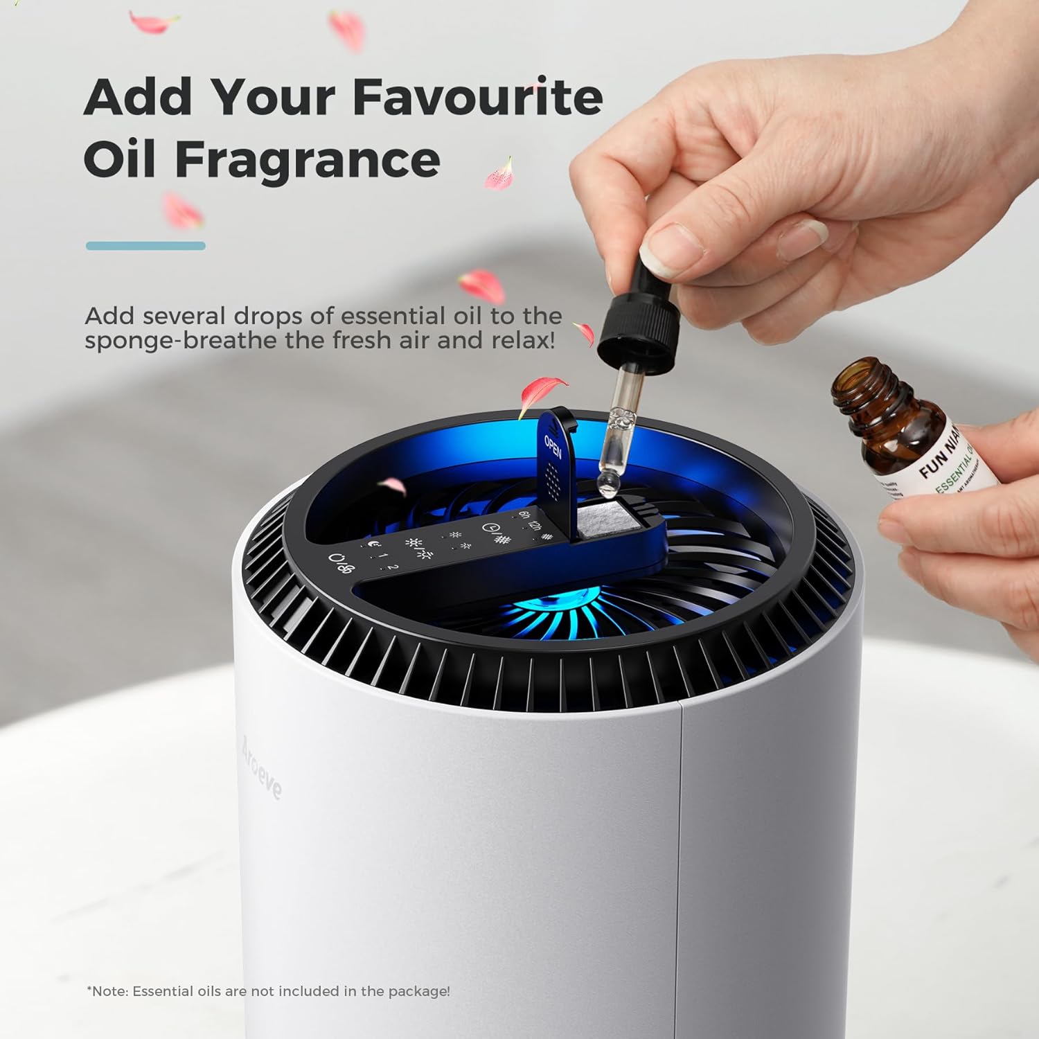 Air Purifier with 3-Layer Filter, Sleep Mode & Essential Oil Diffuser for Bedroom & Office