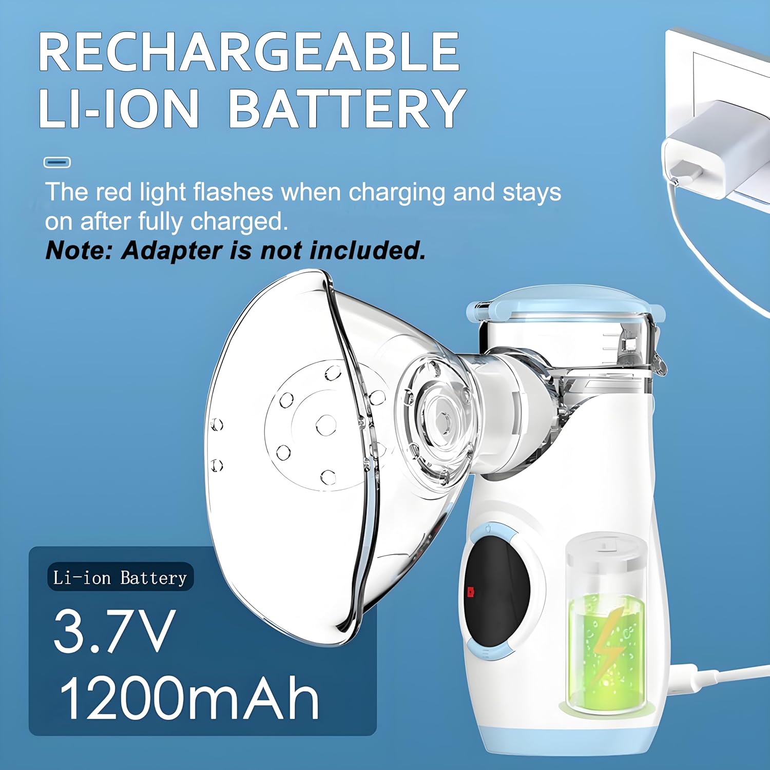 Portable Mesh Nebulizer with LED Display, Auto-Cleaning & Rechargeable Battery