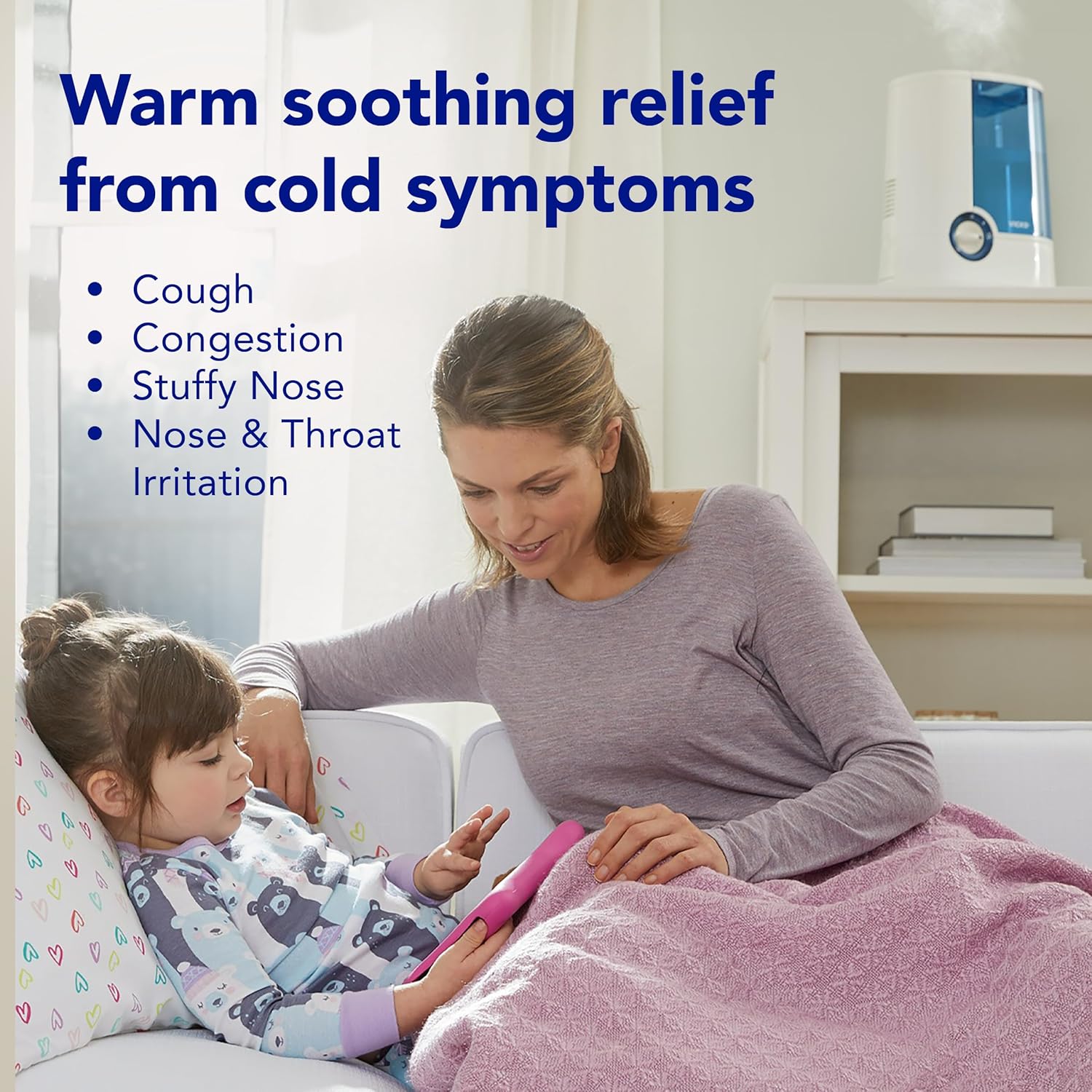 Warm Mist Humidifier for Bedrooms & Large Rooms - 24-Hour Relief for Cough & Congestion