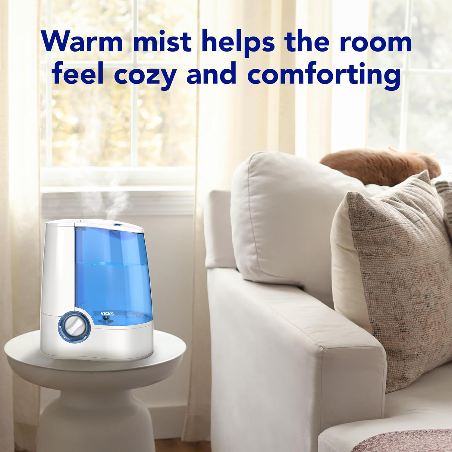 Warm Mist Humidifier for Bedrooms & Large Rooms - 24-Hour Relief for Cough & Congestion