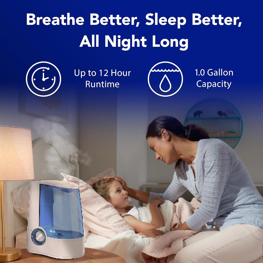 Warm Mist Humidifier for Bedrooms & Large Rooms - 24-Hour Relief for Cough & Congestion