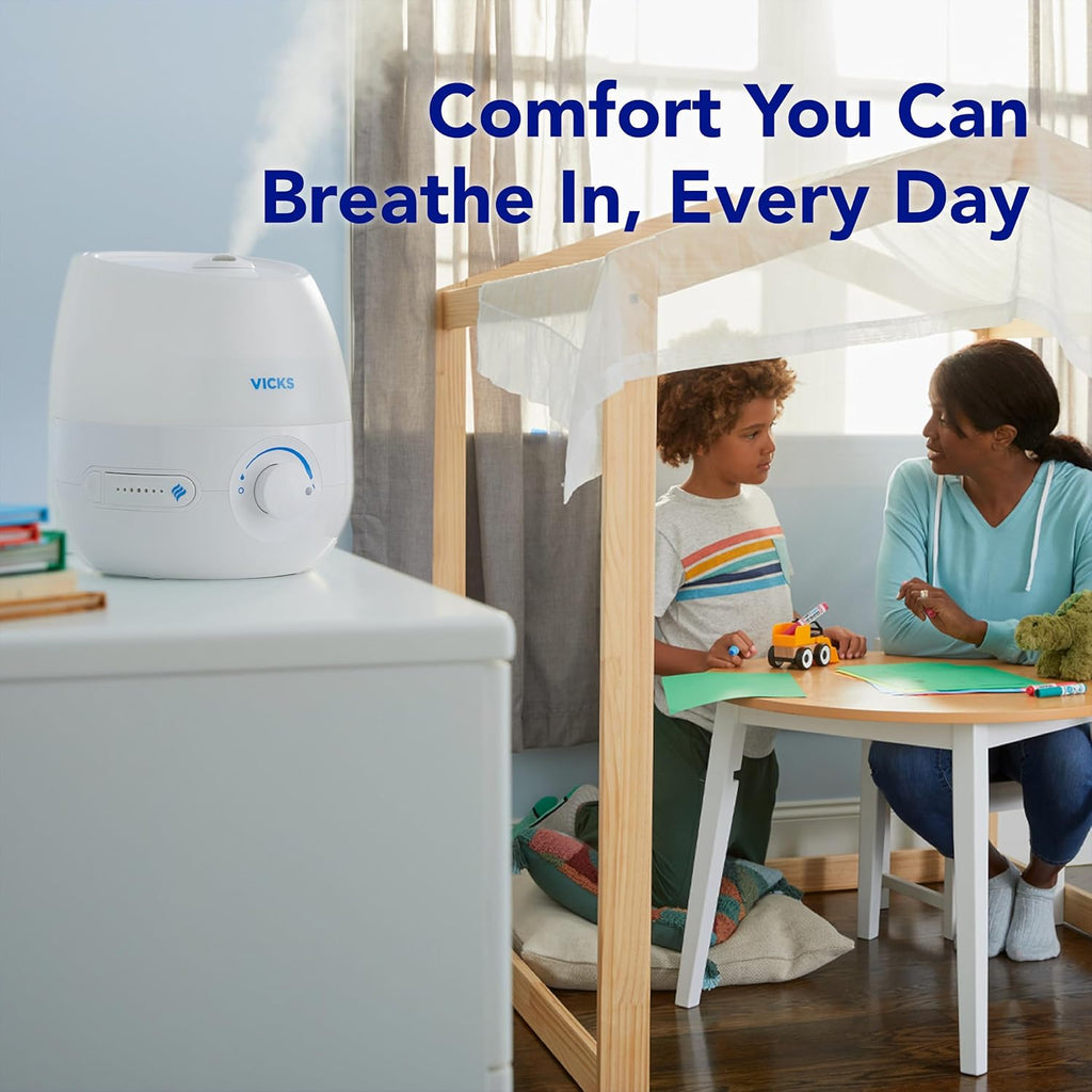 Mini Filter-Free Cool Mist Humidifier for Small Rooms - 24-Hour Operation