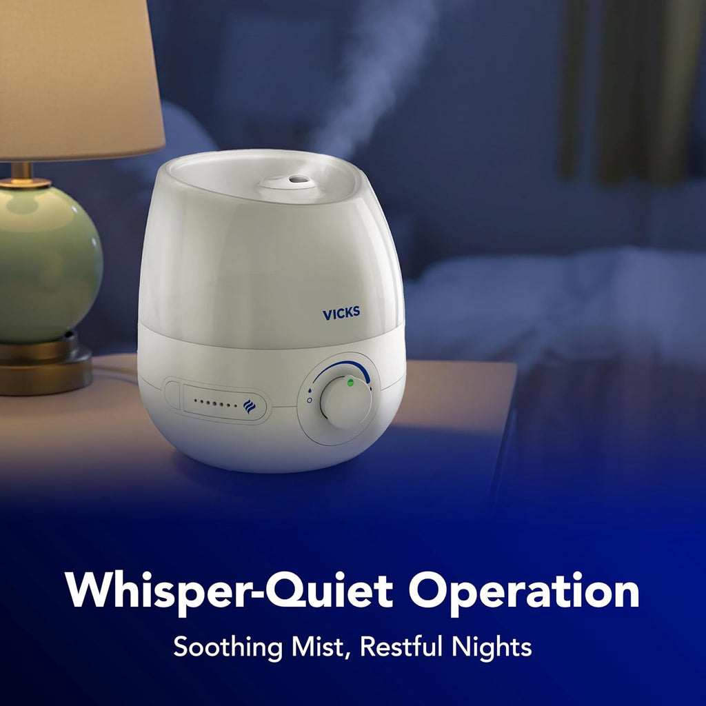 Mini Filter-Free Cool Mist Humidifier for Small Rooms - 24-Hour Operation