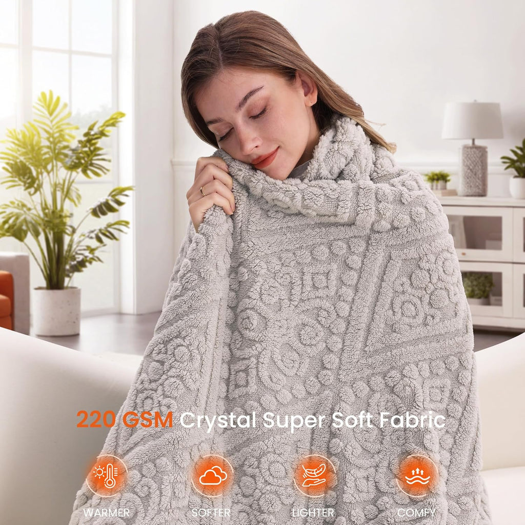 Cordless Heated Throw Blanket with Power Bank - Fast Heating, 3 Settings, Machine Washable