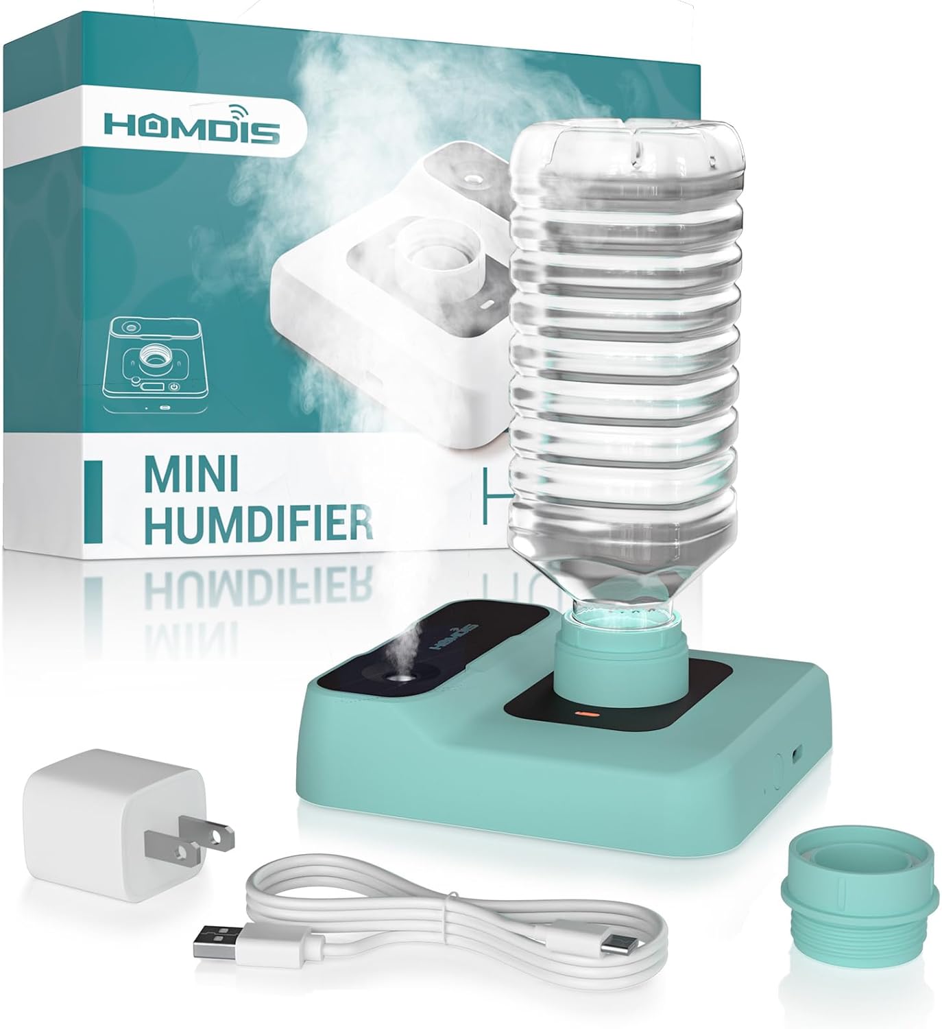 Portable Travel Humidifier with 5000mAh Battery, Quiet 23dB Operation, Auto-Off & Night Light
