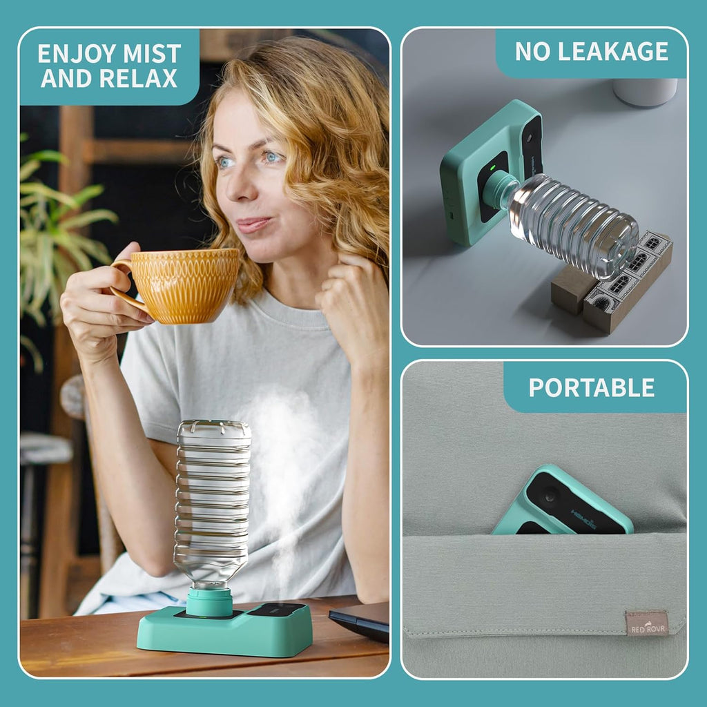 Portable Travel Humidifier with 5000mAh Battery, Quiet 23dB Operation, Auto-Off & Night Light