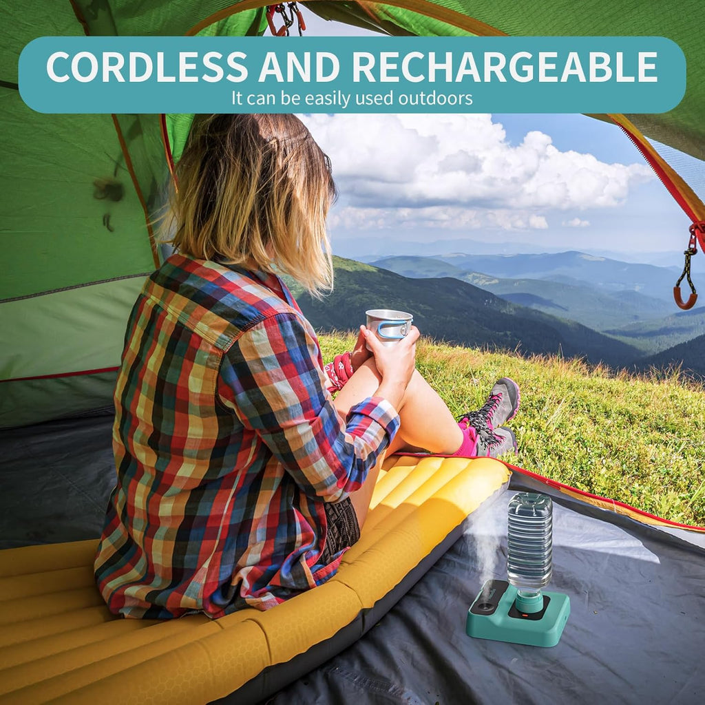 Portable Travel Humidifier with 5000mAh Battery, Quiet 23dB Operation, Auto-Off & Night Light