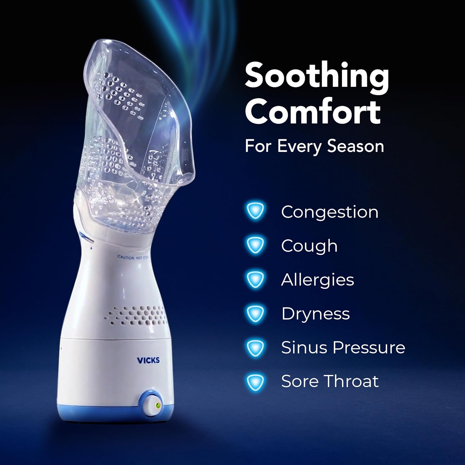 Sinus Steam Inhaler - Non-Medicated Relief for Congestion, Allergies & Colds with Adjustable Steam