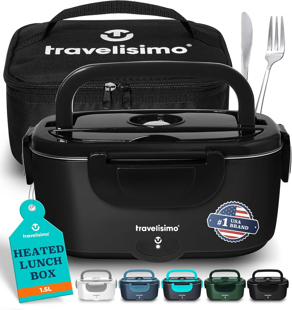 80W Electric Lunch Box with 1.5L Capacity - Portable Food Warmer for Travel & Work
