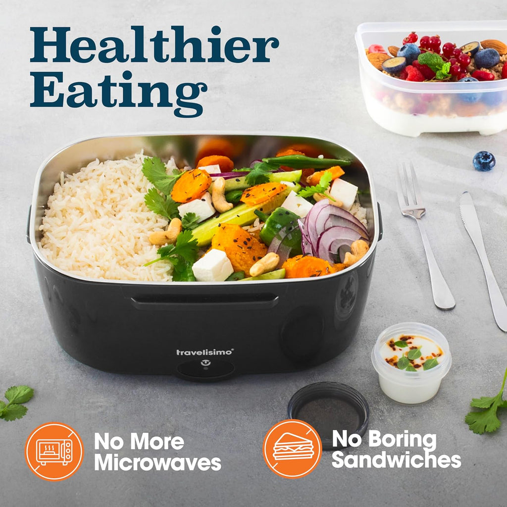 80W Electric Lunch Box with 1.5L Capacity - Portable Food Warmer for Travel & Work