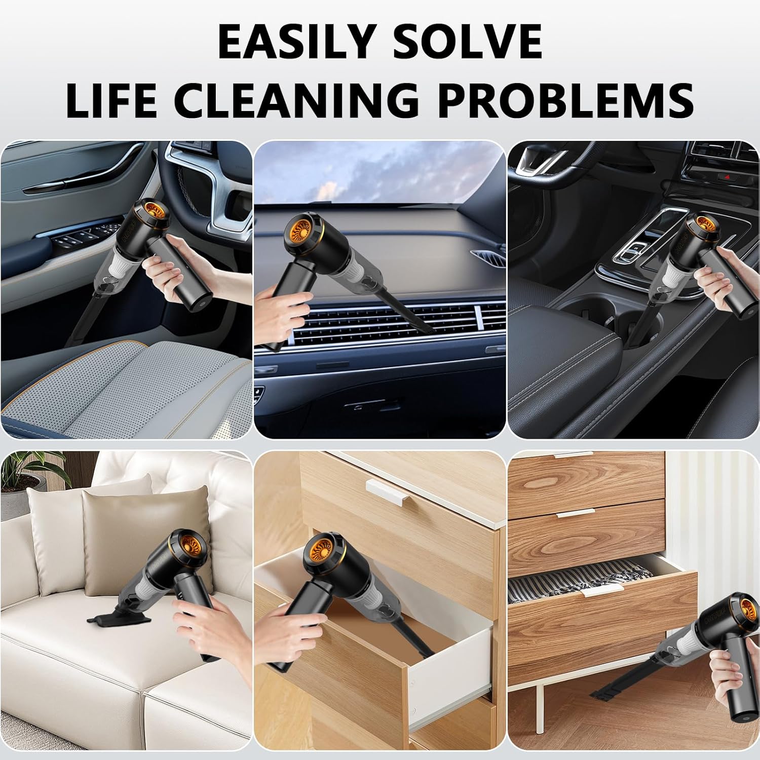 4-in-1 Handheld Vacuum with 20000PA Suction, Wireless Portable Car Cleaner & Air Blower