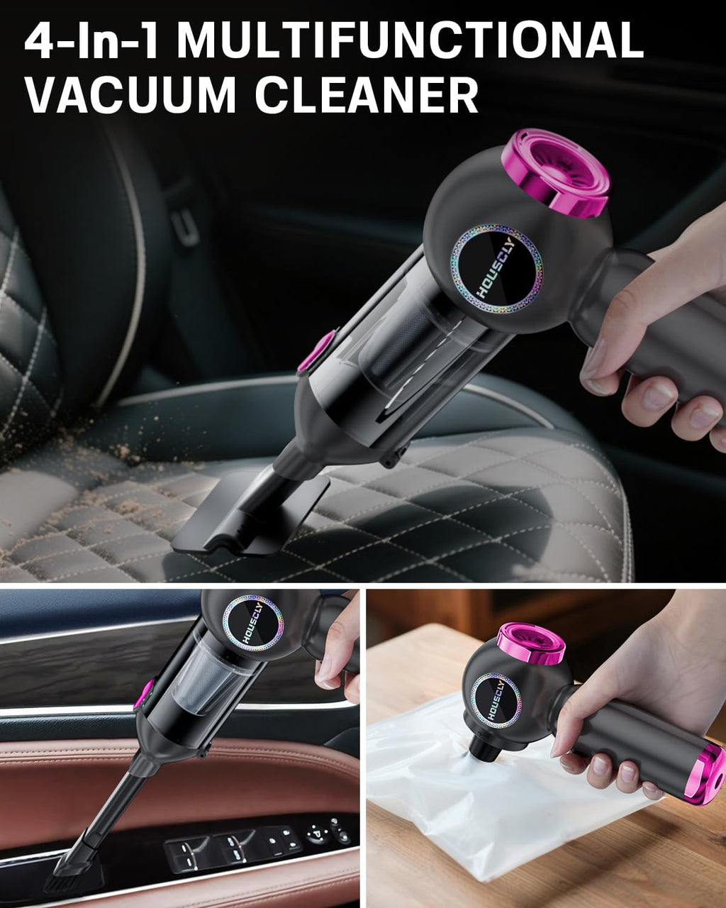 25000Pa Cordless Handheld Vacuum with 4-in-1 Functions - 40 Min Runtime