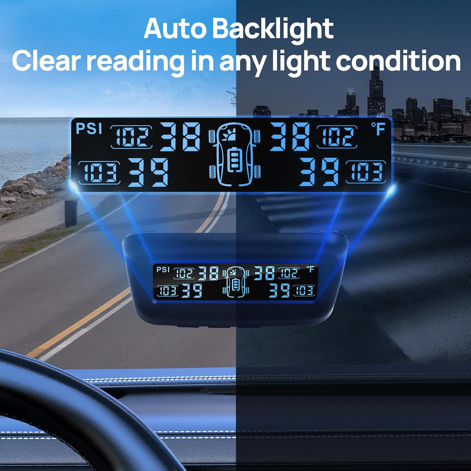 Solar-Powered RV/Trailer TPMS with Auto Calibration, 4 Sensors (0-87PSI)