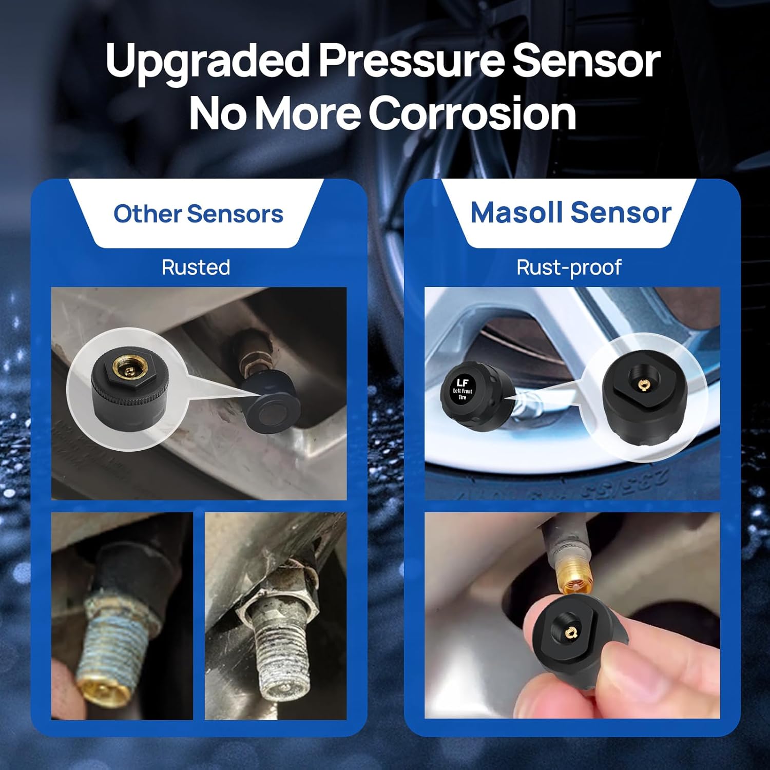 Solar-Powered RV/Trailer TPMS with Auto Calibration, 4 Sensors (0-87PSI)