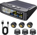 6-Sensor TPMS with Solar/USB Charging, Color LCD Display, 0-144PSI Range for RV/Trailer/Truck